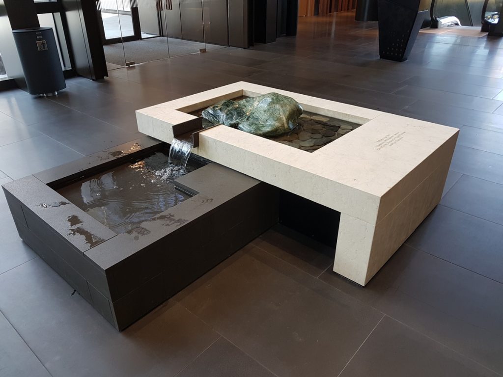 Water Feature at Christchurch Justice Precinct using Bluestone and Mount Somers Limestone